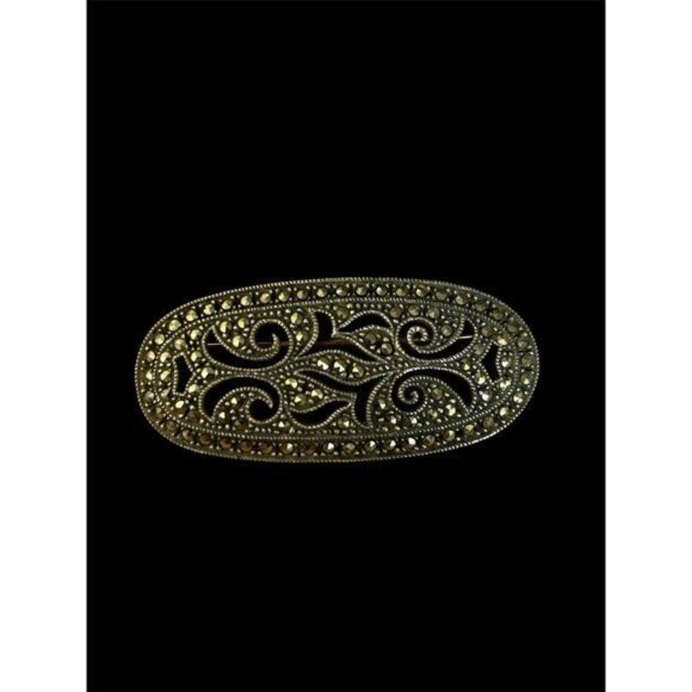 Vtg Vintage Judith Jack Art Deco Sterling Silver Marcasite Statement Brooch 925
